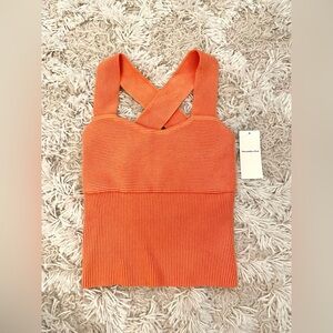 NWT Abercrombie & Fitch Women's Vibrant Orange Cross-Back Sweater Knit Tank